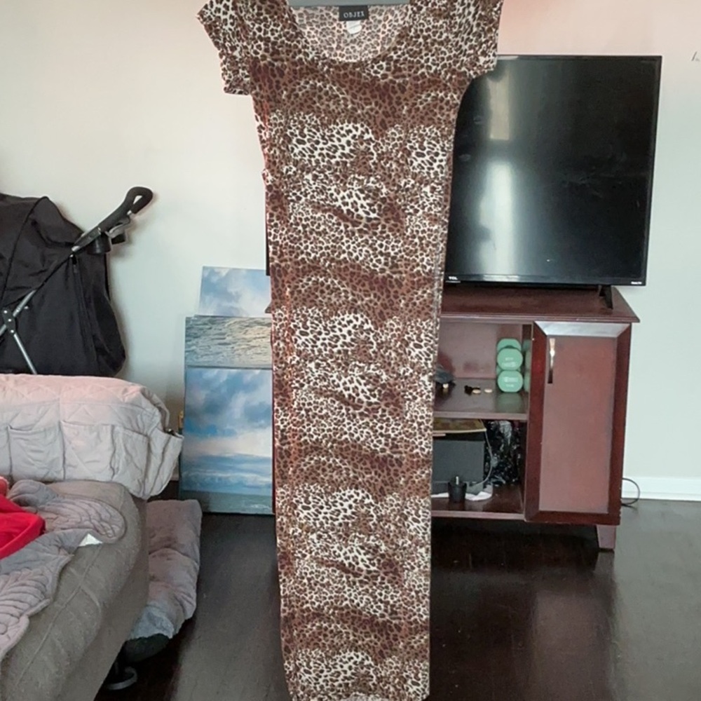 Chaps Brown Leopard Print Women's Dress